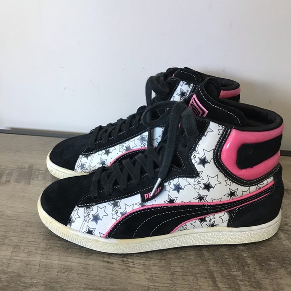 puma black shoes high top